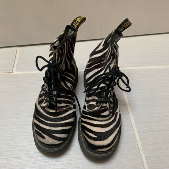 Dr. Martens Zebra Print Pony Hair Leather Boots #3 Rare 6 - Picture 7 of 11